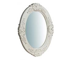 Biscottini Miroir Mural Style Shabby en Bois avec Finition Blanche vieillie Dimensions L 32 x P 2,5 x H 26 cm Production Artisanale Fiorentino Made in Italy