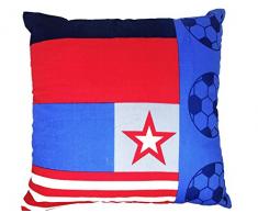 Lancashire Textiles Housse de Coussin pour Enfant Motif Football Bleu Blanc Rouge 54 x 54 cm