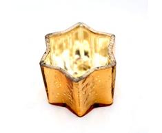 Insideretail Star Bougeoirs avec Effet Vieilli, Aluminium, Verre, Orange, 7Â x 4,5Â cm, Set DE 48