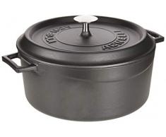 Pentole Agnelli COGHSRP10432M Casserole à Cuisson Lente avec 2 poignées et Couvercle, Fonte, Noir Mat, 10 litres