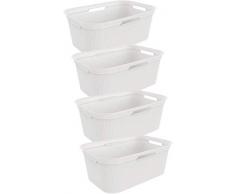 Rotho Lot de 4 paniers à Linge, Plastique (PP) sans BPA, Blanc/Blanc, 4er-Set
