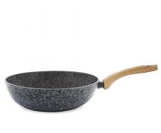 H&H granwood Wok Anti-adhÃ©sif, Aluminium inventÃ©, Gris/Marron