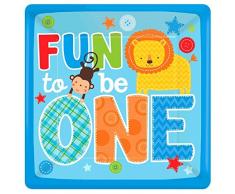 amscan 18 cm One Wild Boy Papier Assiettes carrées