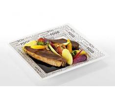 GUILLIN AC240CAR009PPG 200 Assiettes Carton carrÃ©es FOODK 240 Fond Blanc/Mots Gris