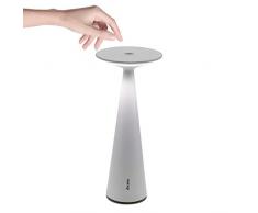Zafferano - Dama, Lampe de table LED à intensité variable en aluminium, protection IP54, intérieure/extérieure, H 29 cm, prise EU - Blanc