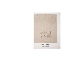 Duffi Home Sac à Linge brodé en Lin, 65 x 52 cm, Naturel, 100% Polyester
