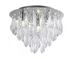 Lighting Collection Plafonnier moderne 3 lumières avec gouttelettes en cristal Transparent et chromé