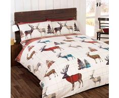 Just Contempo Highland Housse de couette de cerf, double, Violet, Polycoton, Rouge, Simple