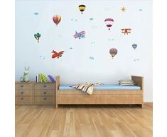 Walplus Autocollant Mural Ciel Transport Amovible Autocollant Art Mural DÃ©calques Vinyle Maison DÃ©coration DIY Vivant Chambre Bureau DÃ©coration Papier Peint Chambre DEnfants Cadeau, Multicolore