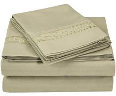 Qualité supérieure Ultra Doux Poids léger résistant aux Rides de lit avec Broderie Regal dans Un Coffret Cadeau, 100% Microfibre brossé, Sauge, Double, L/XL, 3 pièces