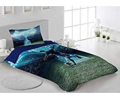 DHestia Parure de lit Enfant réversible + f Coussin 70 x 50 cm 100% Coton Duvet Set Football Champions 150 x 260 cm (lit 90 cm) Multicolore 150 x 260 cm