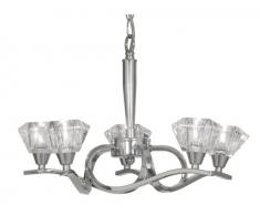 Oaks Lighting Freya Lustre 5 lumières Chrome poli Abat-jours en verre Transparent