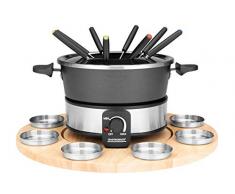 GASTROBACK 42566 Set Ã fondue avec plateau tournant pratique et 8 rÃ©cipients Ã sauce en acier inoxydable rÃ©glables en continu de 40 Â°C Ã 190 Â°C, 1000 W, pot antiadhÃ©sif, noir, argent