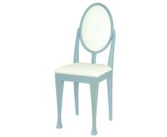 High Street Design Bleu Lot de 6 chaises de salle à manger avec pieds Nuovo et coussins en imitation cuir Blanc