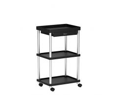 Cep 2230110161 Desserte à roulettes Take a Break, Plastique, Noir/Aluminium, 40,5 x 51 x 87,5 cm