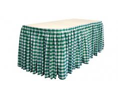 La Lin Polyester Vichy à Carreaux Jupe de Table 4,3 m, Polyester, White/Hunter Green, 426.7 x 73.66 x 0.5 cm
