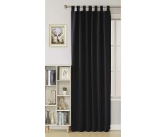 Deconovo Verdunkelungsvorhänge de Porte Isolant Thermique à Pattes Chambre Salon Désign Moderne Cuisine Fenêtre Salle 1 Pcs, Tissu, Noir, 140x175cm