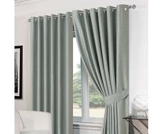 Dreamscene Panier Tissage occultant Thermique Rideaux à Åillets doublés avec embrasses, Bleu Canard, 66 x 182,9 cm