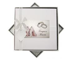 White Cotton Cards Lune de Miel Album Photo Medium, Chaussures et bagues Motif, Tissu, Blanc, 23Â x 23Â x 5Â cm