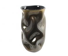 H&H froissÃ© H & H Vase en Verre Conique froissÃ©, de Couleur Noir/Or perlÃ©, 25Â cm, Verre, Noir/Or perlÃ©