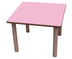 Mobeduc Table Enfant Carré Bois 60 x 60 cm, talla 3 Haya y rosa