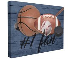 La Chambre denfant par Stupell 1Â Ventilateur Sports Planche tendue Art Mural, 16Â x 1,5Â x 20, fabriquÃ© aux Ãtats-Unis dAmÃ©rique, Toile, Multi, 40.64Â x 3.81Â x 50.8Â cm