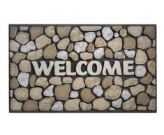 HMT 318008 Eco Master Welcome Galets Paillasson Caoutchouc Recyclé Beige 75 x 45 x 2 cm