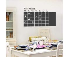Amovible Autocollant Mural Stickers Ardoise Calendrier Art Mural Décalques Vinyle Maison Décoration DIY Vivant Chambre Décoration Papier Peint Chambre DEnfants Cadeau 130x76 cm, Multicolore