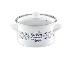 AMBITION Nordic Faitout avec Couvercle Blanc/Bleu/Transparent 18 cm 3 l