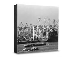 COGNOSCO HG-HH109 Tableau Mural en Bois avec Photo architecturale Hambourg Noir/Blanc 15 x 15 cm