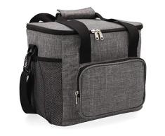 Quid Sac Ã Repas Lunch Bag, extÃ©rieur en Tissu et intÃ©rieur Isotherme, 28 x 22 x 26 cm â 15 L, 2 Compartiments, matÃ©riau (Mousse Thermique), Gris, L