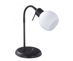 TRIO, Lampe de table, Freddy incl. 1 x LED,E14,4,0 Watt,3000K,320 Lm. Verre opale, Blanc, Corps: metal, Rouille antique L:15,0cm, H:40,0cm, P:28,0cm IP20,Interrupteur,Flexible