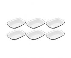 Kitchen Craft Living Nostalgia rectangulaire en émail Tarte à Vaisselle, 18 x 13.5 cm (17,8 cm X 5.- Blanc/Gris (Lot de 6),