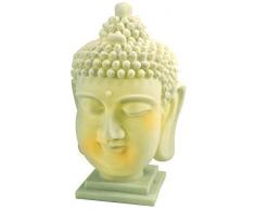 Statuette décorative en forme de Bouddha éclairée 40 LED en plastique et acier inoxydable Crème