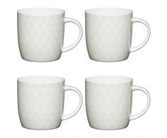 Kitchen Craft Lot de 4 Tasses en Porcelaine à Motif Floral Gris 425 ML, Porcelaine, Gris Pierre, 425 ML, Set of 4