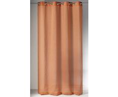 Homemaison 806421 Voilage Motif Rayure Etamine/Polyester Terracotta 1 x 140 cm