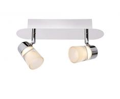 Lucide XANTO-LED - Spot Plafond Salle de bains - LED - 2x5W 3000K - IP21 - Chrome
