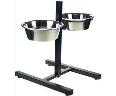 REVIMPORT 03/2719 Support Ajustable 2 gamelles Chien, Métal, Argent, 46 x 27 x 43 cm