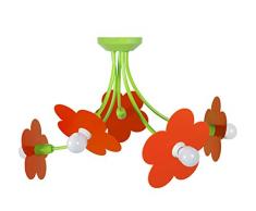 Tosel 21101 Lustre 5 Lumières, Acier/, E14, 40 W, Jaune, 60 x 40 cm