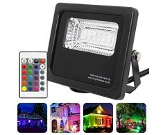 Long Life Lamp Company IP66 Projecteur LED RGB étanche 10 W avec changement de couleur et fonction mémoire 240 V 10 A Noir