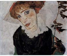 Legendarte PL-056 Tableau Portrait de Wally Neuzil Impression numÃ©rique sur Toile. Egon Schiele Peinture Multicolore 40 x 50 cm