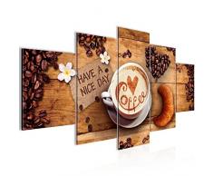 Tableau decoration murale CafÃ© 200 x 100 cm - XXL Impression sur Toile Salon Appartment 5 Parties - prÃªt Ã accrocher - 501251a