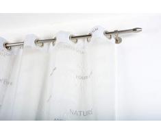 Tringle à Rideaux: à 20 mm sans Anneaux, L. 280 cm. en Acier satiné, avec Supports 10 cm â Complet