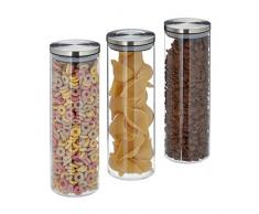 Relaxdays Lot de 3 bocaux hermÃ©tiques en acier inoxydable pour pÃ¢tes, cÃ©rÃ©ales et riz, 1,8 l