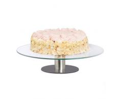 Relaxdays Plat Ã tarte tournant plateau prÃ©sentation verre gÃ¢teau mariage dÃ©coration cuisine Ã 30 cm, transparent