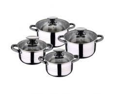 San Ignacio Batterie de Cuisine 8 piezas-Acero inoxidable-Tapas de vidrio-apta pour inducción-colección Hita, Ã16 Ã18 Ã20 et Ã24 cm