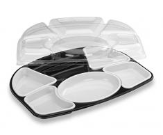 GUILLIN - SELFIPACK PRP7KNB CARTON DE 30 Kit Plateau Repas Prestige 7 Compartiments, Plastique, Multicolore, 42 x 32,6 x 7,5 cm