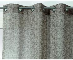 Linder Voilage Motif Petite Fleur, Polyester, Naturel, Noir, 150x240 cm