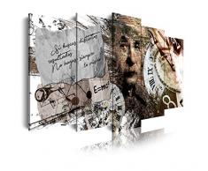 Dekoarte 454 - Tableau moderne sur toile monté sur cadre en bois 5 pièces, style Einstein vintage, 150x80cm