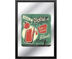 Empire Poster â Cocktails â Lounge â Taille (cm) env. 20 x 30 - Miroir imprimé - Description : - Miroir Mural imprimé avec Cadre en Plastique Noir Aspect Bois